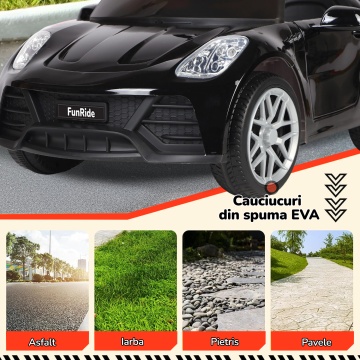 Masinuta Electrica Mavio®, Model FunRide, Copii 3 - 8 Ani, Telecomanda, Viteza 5km/h, Doua Motoare, Faruri, Cauciucuri EVA, Oglinzi, Negru - Img 5
