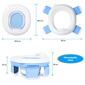 Olita Portabila Copii Mavio®, Reductor WC Pliabil, Saculeti Inclusi, Husa Transport, Capac, Varsta 1-3 Ani, Usor de Curatat, Fara BPA, Picioare Anti-derapante, Albastru - Img 6