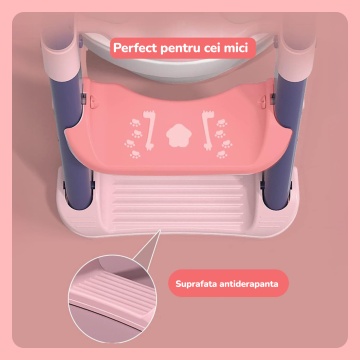 Reductor WC cu Scara Mavio®, pentru Copii cu Varsta pana la 7 Ani, Reglabil pe Inaltime, Roz - Img 7