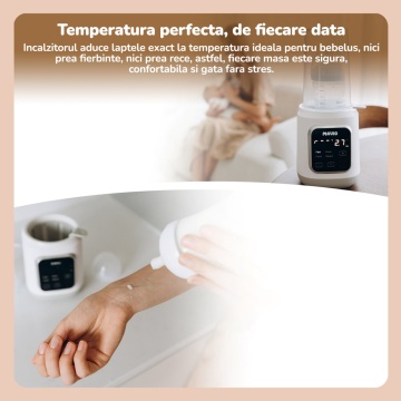 Resigilat - Incalzitor Biberon Mavio® pentru Bebelusi, 7in1, Functii: Incalzire Mancare, Dezghetare Rapida, Sterilizare, Pastrare la Cald 24 Ore, 35 - 60°C, 400W, Control Touch, Fara BPA, Alb - Img 7