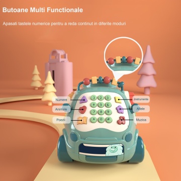 Resigilat - Jucarie Interactiva pentru Copii Mavio®, Telefon Educativ Tip Autobuz Muzical, cu Sunete Diverse, Jocuri, Verde - Img 2