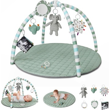 Saltea Activitati Mavio®, Centru de Joaca pentru Bebelusi 0-36 Luni, Arcada cu Jucarii Suspendate, Joc de Dezvoltare Multi-Mod, Stimulare Senzoriala, Jucarii Multiple, Dimensiune 85 x 85 x 50 cm, Verde - Img 1