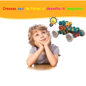 Set de Constructie pentru Copii Mavio®, 228 de Piese, Jucarie Interactiva STEM cu Variante Infinite de Asamblare, Material Solid Non-Toxic, Multicolor, 3 Ani + - Img 4