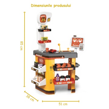 Set de Cumparaturi Tip Supermarket Mavio® pentru Copii, 52 de Accesorii, Lumini si Sunete, Inaltime 85 cm - Img 6