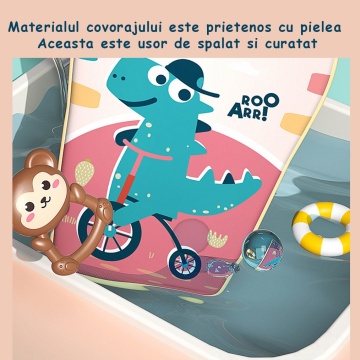 Centru de Activitati si Joaca Mavio®, Saltea Multifunctionala 5 in 1 pentru Copii si Bebe, Pian Colorat, Oglinda si Jucarii Detasabile, Albastru - Img 9