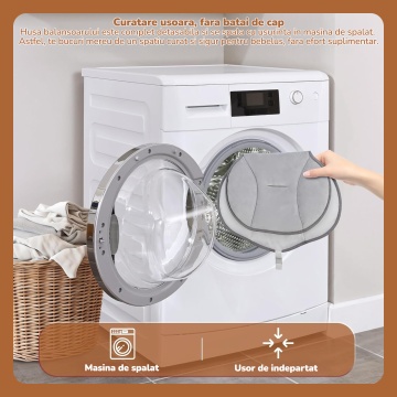 Leagan Electric Mavio®, Balansoar Bebelusi 0-9 luni, Copertina Detasabila, Plasa Tantari, Bara Jucarii, Functie Temporizator, 5 Trepte, Telecomanda, Bluetooth, Centura de Siguranta, Control Tactil, 10 Melodii, Greutate Suportata 9 kg, Negru - Img 8