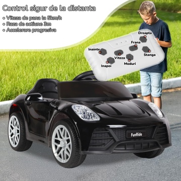 Masinuta Electrica Mavio®, Model FunRide, Copii 3 - 8 Ani, Telecomanda, Viteza 5km/h, Doua Motoare, Faruri, Cauciucuri EVA, Oglinzi, Negru - Img 6