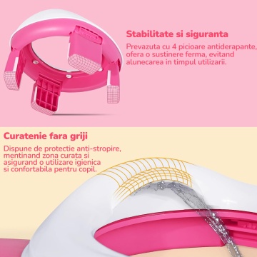 Olita Portabila Copii Mavio®, Reductor WC Pliabil, Saculeti Inclusi, Husa Transport, Capac, Varsta 1-3 Ani, Usor de Curatat, Fara BPA, Picioare Anti-derapante, Roz - Img 5