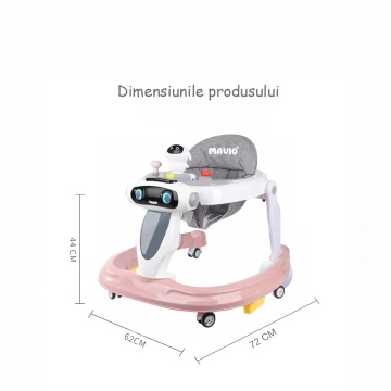 Premergator Reglabil pentru Bebelusi cu Varsta intre 6-18 Luni, Mavio®, Pliabil, 3 Jucarii, Greutatea Maxima Suportata 12 kg, Roz - Img 6