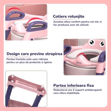 Reductor WC cu Scara Mavio®, pentru Copii cu Varsta pana la 7 Ani, Reglabil pe Inaltime, Roz - Img 8