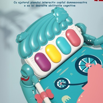 Resigilat - Centru de Activitati si Joaca Mavio®, Saltea Multifunctionala 5 in 1 pentru Copii si Bebe, Pian Colorat, Oglinda si Jucarii Detasabile, Albastru - Img 3