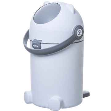 Resigilat - Cos pentru Scutece Mavio®, Capacitate 12 Litri, Inchidere Ermetica, Compatibil cu Saci Obisnuiti, Reduce Mirosurile Neplacute, Utilizare Rapida cu o Mana, Material PP + ABS Rezistent, Design Compact, Pentru Camera Bebelusului, Alb/Gri