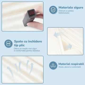 Resigilat - Cosulet Bebelus pentru Dormit Mavio®, Baby Lounger, Pentru Bebelusi 0-12 Luni, Material 100% Bumbac, Design Ergonomic, Spatiu Confortabil pentru Odihna si Relaxare, Usor de Folosit Acasa sau in Calatorii, Alb (Copy 1) - Img 4