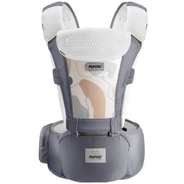 Resigilat - Marsupiu Bebe Mavio®, Ergonomic, Multifunctional cu 6 Pozitii de Purtare, Rucsac sau Frontal, intre 0 si 36 de luni, Reglabil, Greutate Maxima 14.9 kg, Extensie Sold, Protectie Cap, Bumbac si Poliester, Buzunar Depozitare, Gri