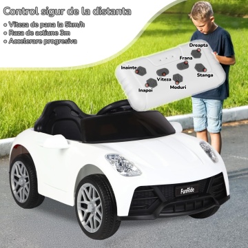 Resigilat - Masinuta Electrica Mavio®, Model FunRide, Copii 3 - 8 Ani, Telecomanda, Viteza 5km/h, Doua Motoare, Faruri, Cauciucuri EVA, Oglinzi, Alb - Img 6