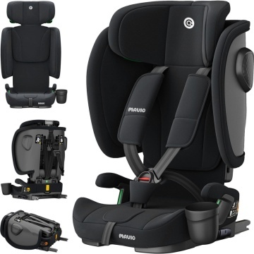 Resigilat - Scaun Auto Bebelusi Mavio®, Model Foldy, 76-150 cm, Unghi Reglabil, ISOFIX, Copii intre 18 luni - 12 ani, Pliabil, Omologat i-Size R129, Protectie Impact Lateral, Centura de Siguranta 5 Puncte, Tetiera Reglabila, Husa Detasabila, Negru