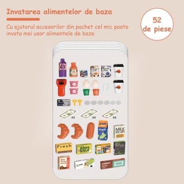 Resigilat - Set de Cumparaturi Tip Supermarket Mavio® pentru Copii, 52 de Accesorii, Lumini si Sunete, Inaltime 85 cm - Img 7