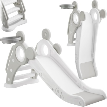 Resigilat - Tobogan Copii Mavio® cu Cos Baschet, 1–4 Ani, Panta Alunecare 115 cm, Structura HDPE Durabila, Pliabil, Stabil si Sigur, Design Ergonomic, Interior/Exterior, Dimensiuni 125x66x33 cm, Gri
