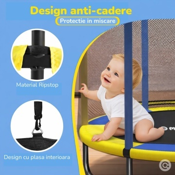 Resigilat - Trambulina pentru Copii Mavio®, 140 cm, Interior/Exterior, cu Bara de Sustinere, Cos si Minge de Baschet Incluse, Plasa de Protectie Interioara, Cadru din Otel Galvanizat, Design Anti-Cadere, Capacitate 45 kg, Sigura si Stabila - Img 3