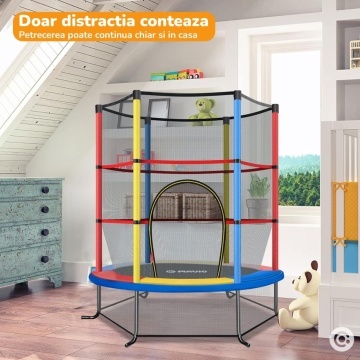Resigilat - Trambulina pentru Copii Mavio®, 140 cm, Interior/Exterior, Plasa de Protectie, Cadru din Otel Galvanizat, Suprafata de Sarit Sigura fara Imbinari, Protectii din Spuma, Capacitate 45 kg, Design Stabil si Colorat - Img 7