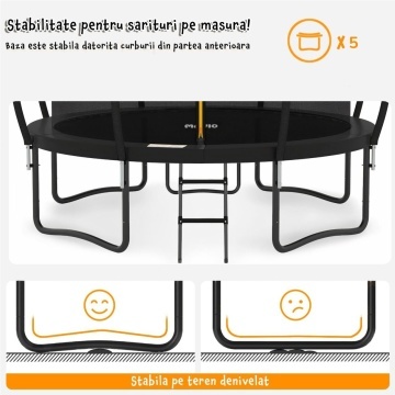 Resigilat - Trambulina pentru Copii Mavio®, Diametru 488 cm, Plasa Protectie, Exterior si Gradina, Protectie UV, Scara de Acces Inclusa, 100 de Arcuri de Sustinere din Otel Galvanizat, Certificat de Siguranta - Img 6