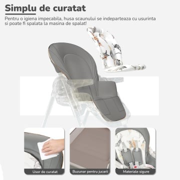 Scaun de Masa 3 in 1 Mavio® Ascend, Inaltime Ajustabila, Varsta 6-36 luni, Greutate Maxima 30kg, Inclinare, Gri - Img 6