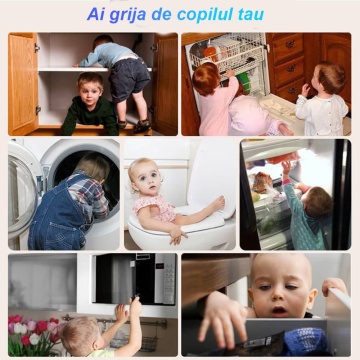 Set 6 Sigurante Usi Copii, Blocheaza Sertare, Frigider, Congelator, Ajustabile pe Lungime, Adeziv Puternic 3M, Fara Urme dupa Indepartare, Sistem de Inchidere Dublu, Alb - Img 7