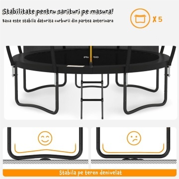 Trambulina pentru Copii Mavio®, Diametru 488 cm, Plasa Protectie, Exterior si Gradina, Protectie UV, Scara de Acces Inclusa, 100 de Arcuri de Sustinere din Otel Galvanizat, Certificat de Siguranta - Img 6