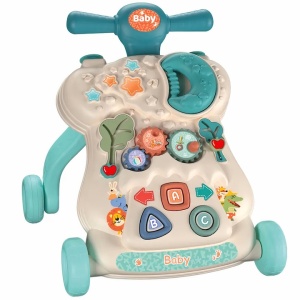 Antemergator Multifunctional Mavio®, pentru Bebelusi si Copii cu Varsta de pana la 36 de Luni, Interactiv si Educativ, Lumini si Sunete, Centru de Activitati, 4 Roti Ajustabile, Turcoaz
