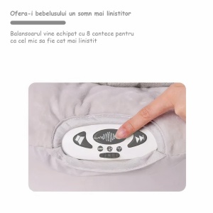 Balansoar Electric Mavio®, 8 Cantece de Leagan, Baldachin Retractabil, Functie Temporizator, Centura de Siguranta - Img 4