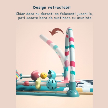 Centru de Activitati si Joaca Mavio®, Saltea Multifunctionala 5 in 1 pentru Copii si Bebe, Pian Colorat, Oglinda si Jucarii Detasabile, Albastru - Img 10