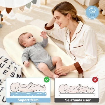 Cosulet Bebelus pentru Dormit Mavio®, Baby Lounger, Pentru Bebelusi 0-12 Luni, Material 100% Bumbac, Design Ergonomic, Spatiu Confortabil pentru Odihna si Relaxare, Usor de Folosit Acasa sau in Calatorii, Alb - Img 6