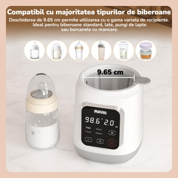 Incalzitor Biberon Mavio® pentru Bebelusi, 7 in 1, Functii: Incalzire Mancare, Dezghetare Rapida, Sterilizare, Pastrare la Cald 24 Ore, 35 - 60°C, 400W, Control Touch, Fara BPA, Alb - Img 4