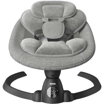 Leagan Electric Mavio®, Balansoar Bebelusi 0-9 luni, Copertina Detasabila, Plasa Tantari, Bara Jucarii, Functie Temporizator, 5 Trepte, Telecomanda, Bluetooth, Centura de Siguranta, Control Tactil, 10 Melodii, Greutate Suportata 9 kg, Gri - Img 1