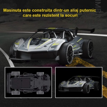 Masina cu telecomanda Mavio®, Control de la 15 m, Viteza Maxima 15 km/h, Lungime 20cm, Gri - Img 2
