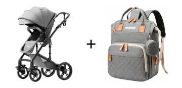 Pachet Carucior 2 in 1 pentru Bebelusi + Geanta pentru Mamici si Copii