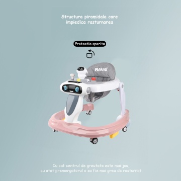 Premergator Reglabil pentru Bebelusi cu Varsta intre 6-18 Luni, Mavio®, Pliabil, 3 Jucarii, Greutatea Maxima Suportata 12 kg, Roz - Img 7