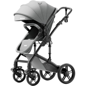 Resigilat - Carucior 2 in 1 pentru Bebelusi Mavio® Explorer, Landou Reversibil, Roti Cauciuc cu Suspensie, Greutate Maxima 25 kg, Tip Troller, Centura, 0 - 36 luni, Gri