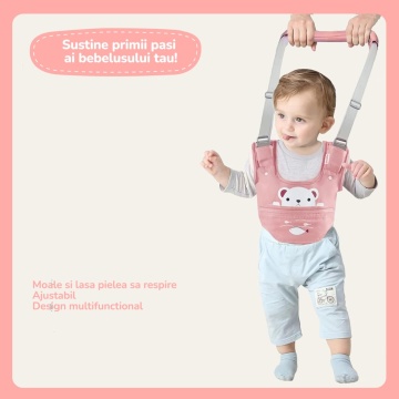 Resigilat - Ham Premergator, Mavio®, Bebelusi 9-24 Luni, Multifunctional, Material Respirabil, Complet Ajustabil si Ergonomic, Suport Inghinal Detasabil, Protectie Spate Parinti, Sistem Siguranta Dublu, Roz - Img 7