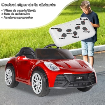 Resigilat - Masinuta Electrica Mavio®, Model FunRide, Copii 3 - 8 Ani, Telecomanda, Viteza 5km/h, Doua Motoare, Faruri, Cauciucuri EVA, Oglinzi, Rosu - Img 6