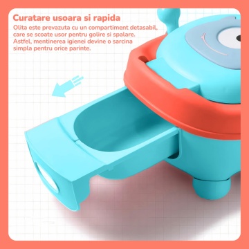 Resigilat - Olita pentru copii Mavio®, Colac Moale, Compartiment Detasabil, Inaltime 22.2cm, Turcoaz - Img 2