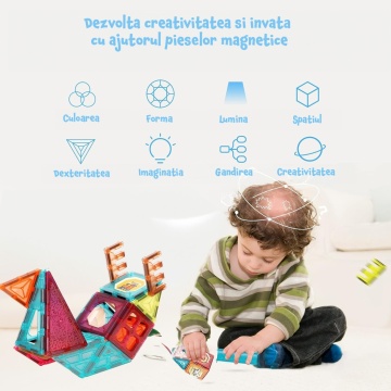 Resigilat - Set Magnetic de Constructie Mavio®, 71 de piese, Creativ, Numeroase Modalitati de Constructie - Img 3