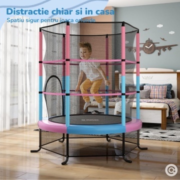 Resigilat - Trambulina pentru Copii Mavio®, 140 cm, Interior/Exterior, Plasa de Protectie, Cadru din Otel Galvanizat, Suprafata de Sarit Sigura fara Imbinari, Protectii din Spuma, Capacitate 45 kg, Design Stabil si Colorat - Img 7