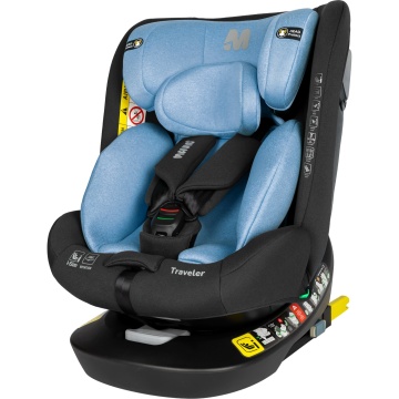 Scaun Auto Bebelusi Mavio®, Model Traveler, Rotatie 360 de grade, ISOFIX, Copii intre 0 - 12 ani, Omologat i-Size R129, Negru/ Albastru - Img 1