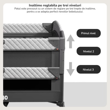 Patut Bebelusi Mavio®, Model NovaLux, Pliabil, 2 Etaje, Masa Infasat, Carusel Jucarii, Fermoar Laterial, Geanta, Greutate Maxima 15 kg, Saltea Inclusa - Img 3