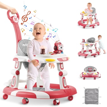 Premergator Copii 2 in 1 Mavio®, Model EasyRide, Rotobil pentru Bebelusi, Mod Antemergator, Varsta Recomandata 6-36 Luni, Maner, Pliabil, Inaltime Ajustabila, Jucarii Interactive, Anti Cadere, Roti 360 Grade, Masuta Mancare Bebe, Tavita cu Sunete, Roz - Img 2