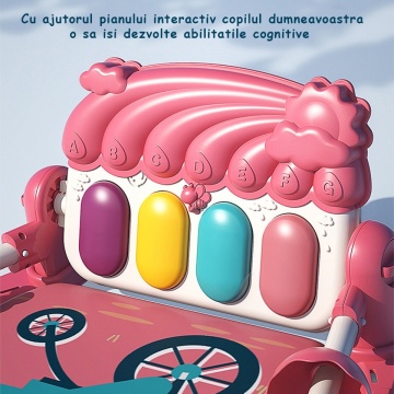 Resigilat - Centru de Activitati si Joaca Mavio®, Saltea Multifunctionala 5 in 1 pentru Copii si Bebe, Pian Colorat, Oglinda si Jucarii Detasabile, Roz - Img 7