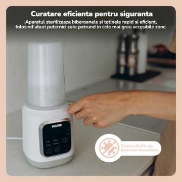 Resigilat - Incalzitor Biberon Mavio® pentru Bebelusi, 7in1, Functii: Incalzire Mancare, Dezghetare Rapida, Sterilizare, Pastrare la Cald 24 Ore, 35 - 60°C, 400W, Control Touch, Fara BPA, Alb - Img 8