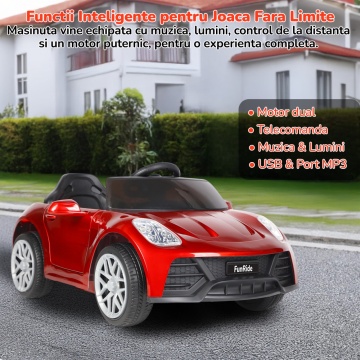 Resigilat - Masinuta Electrica Mavio®, Model FunRide, Copii 3 - 8 Ani, Telecomanda, Viteza 5km/h, Doua Motoare, Faruri, Cauciucuri EVA, Oglinzi, Rosu - Img 3