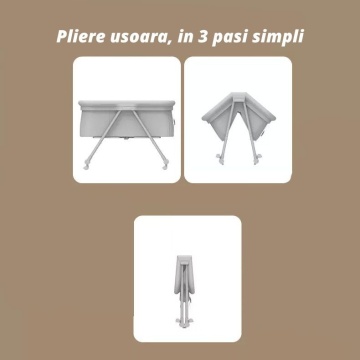 Resigilat - Patut Pliabil pentru Bebelusi, Usor de Transportat, Sistem de Blocare, Pliabil, Plasa Impotriva Insectelor, Cadru de Aluminiu, Cos Depozitare, Varsta 0-24 luni, Gri - Img 6